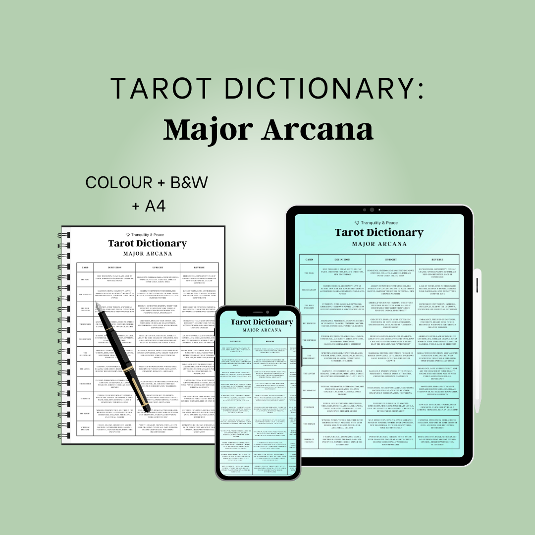 Tarot Major Arcana Guide Sheet